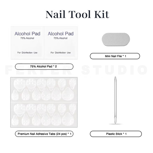 Press-On Nails – Included Nail Adhesive Tabs and Mini Nail File Tool Kit