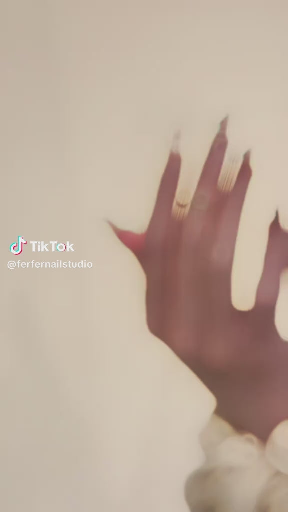 Video: Aqua Drop Press-On Nails – Sheer Nude Cat Eye with Aqua Teardrop Accents, Short Coffin Nails, Showing Application and Wear