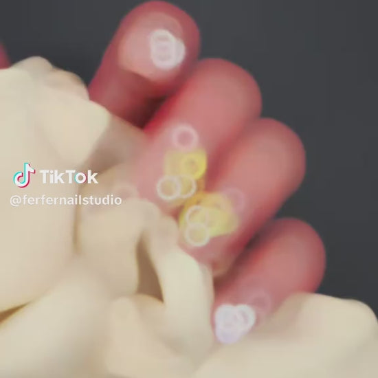 Video: Bloom for Me Press-On Nails – Pink Glitter Cat Eye with 3D Tulip and Leaf Accents, Medium Square Nails, Showing Application and Wear