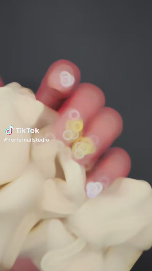 Video: Bloom for Me Press-On Nails – Pink Glitter Cat Eye with 3D Tulip and Leaf Accents, Medium Square Nails, Showing Application and Wear