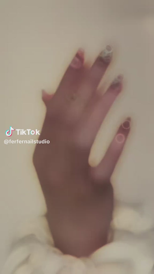 Video: Dear Lover Press-On Nails – Rose Pink Cat Eye with 3D Gems Heart Charms, short square Nails, Showing Application and Wear