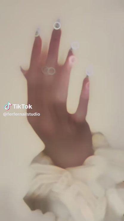 Video: Lilac's Kiss Press-On Nails – Soft Lilac French Tip with Gems Edge, Medium Coffin Nails, Showing Application and Wear