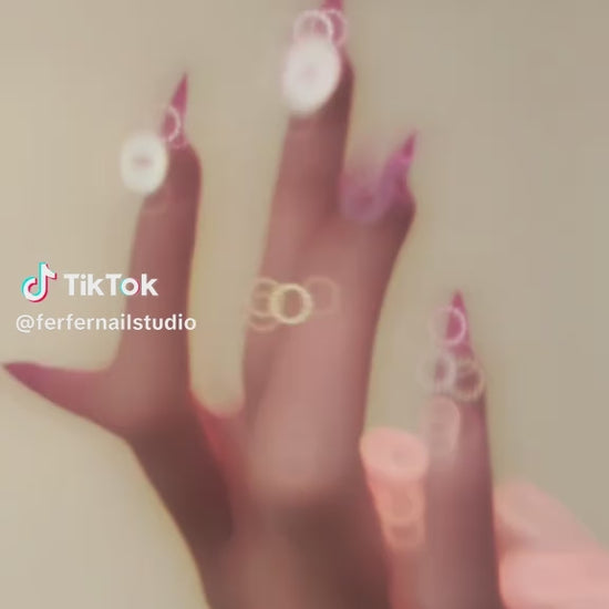 Video: Muse Press-On Nails – Pink Gradient with 3D Pink Blossom Accents, Medium Almond Nails, Showing Application and Wear