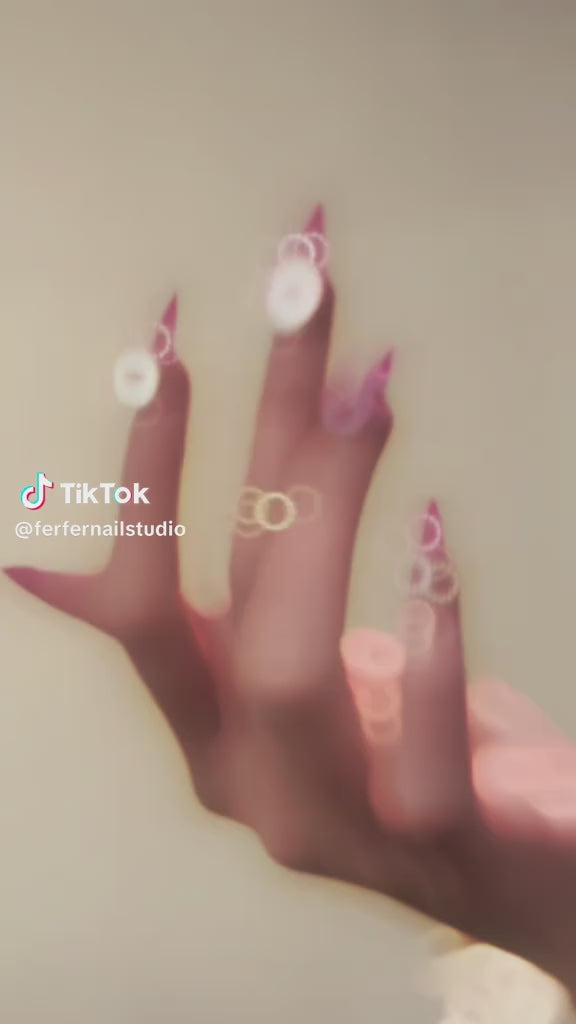 Video: Muse Press-On Nails – Pink Gradient with 3D Pink Blossom Accents, Medium Almond Nails, Showing Application and Wear